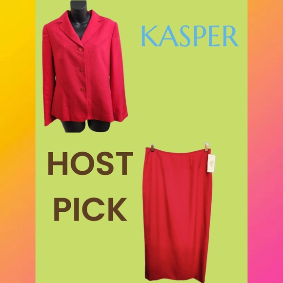 KASPER A.S.L. Dresses & Skirts - KASPER A.S.L. RED 100% SILK SKIRT SUIT SIZE 10 BRAND NEW WITH TAGS